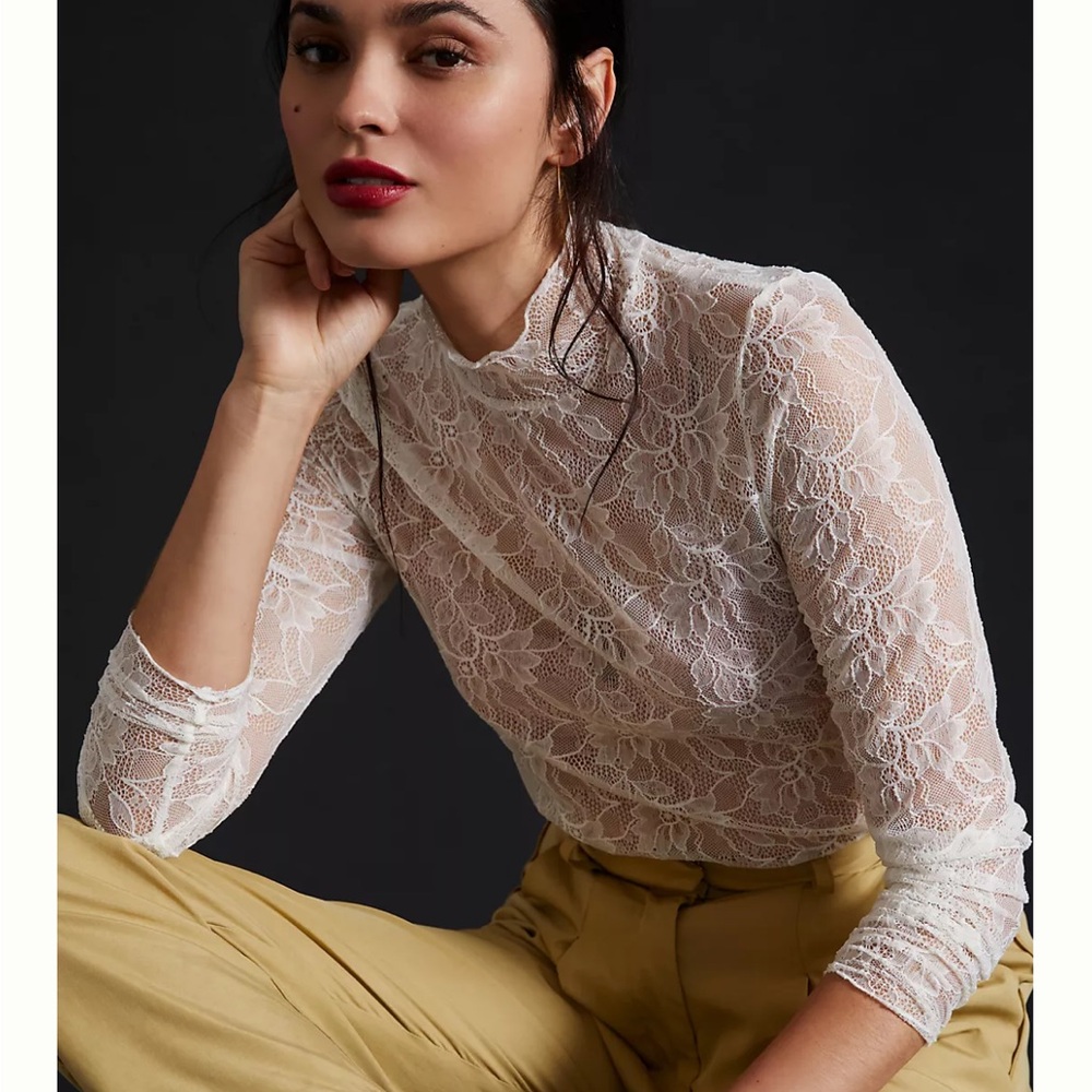 Anthropologie Lace Layering Turtleneck